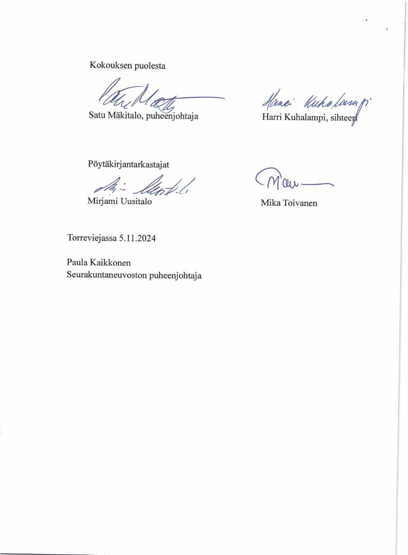 Costa Blancan seurakunnan sääntömääräisen syyskokouksen 2024 pöytäkirja, osa 2.